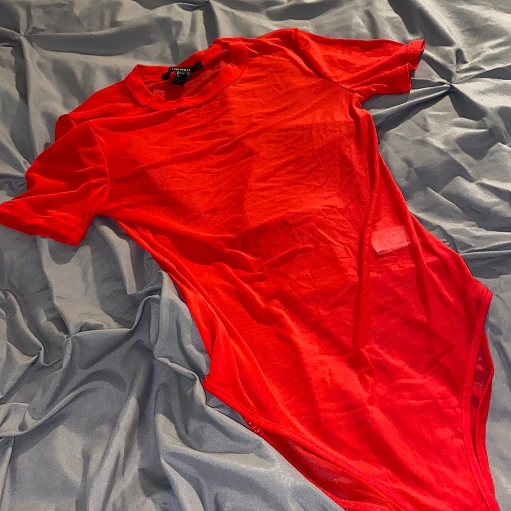 Mesh Red See Through Bodysuit